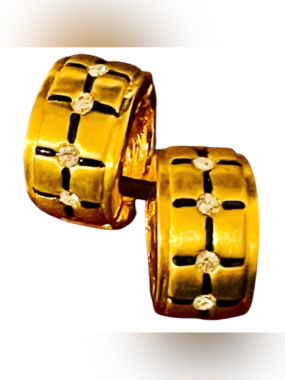 🔴Gold and Clear Rhinestones Magnetic Ear Hugger Clip On Earrings